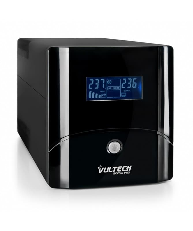 VulTech UPS1500VA-PRO Gruppo di continuità UPS Serie PRO 1500VA 800Watt, Display LCD, 2x Bipasso/Schuko + 1x IEC13 + RJ11 + USB, Funzione Overload, AVR, sbalzi di tensione per Pc — miniatura 5