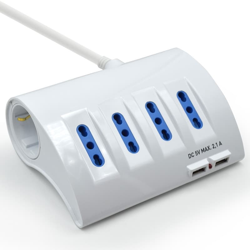 Ewent Multipresa da Scrivania 4 Prese ITA 2 ITA/Schuko - 2 USB EW3934 — miniatura 8