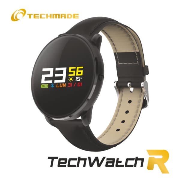 Techmade Smartwatch con Cinturino in Pelle Nera TECHWATCHR1-BK