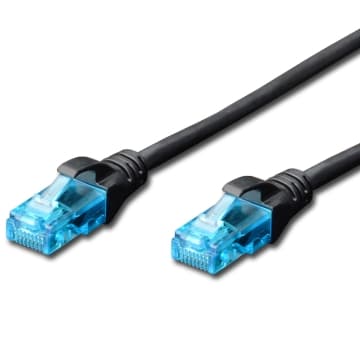 Ewent Cavo di Rete U/UTP Patch Cord 1MT CAT 5e Color Nero EW-5U-010BL