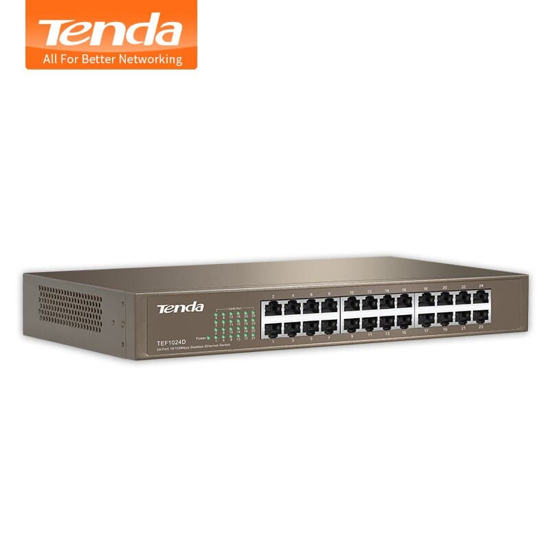 Tenda TEF1024D Switch Desktop 24 Porte RJ45, Fast Ethernet 10/100 Mbps, Plug & Play, Struttura in Acciaio — miniatura 3