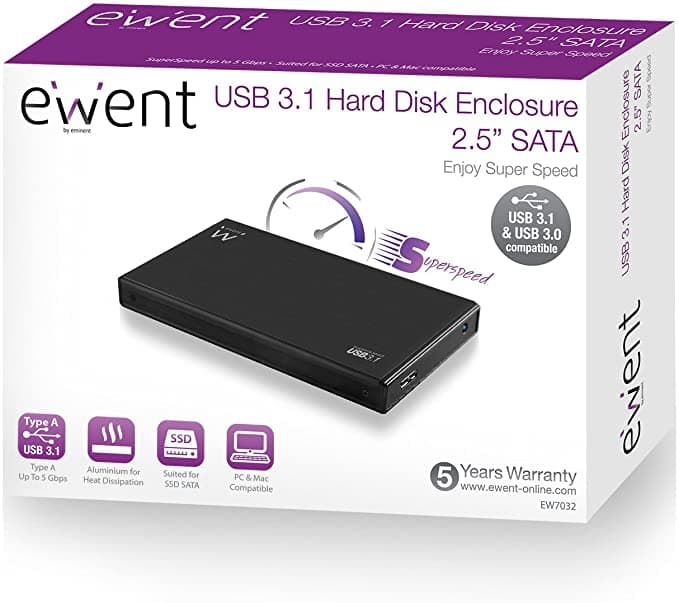 Ewent EW7032 - Disco Duro SATA USB 3.1"Gen1 Alloggiamento SSD in alluminio 6,35 cm (2,5 pollici), nero — miniatura 6