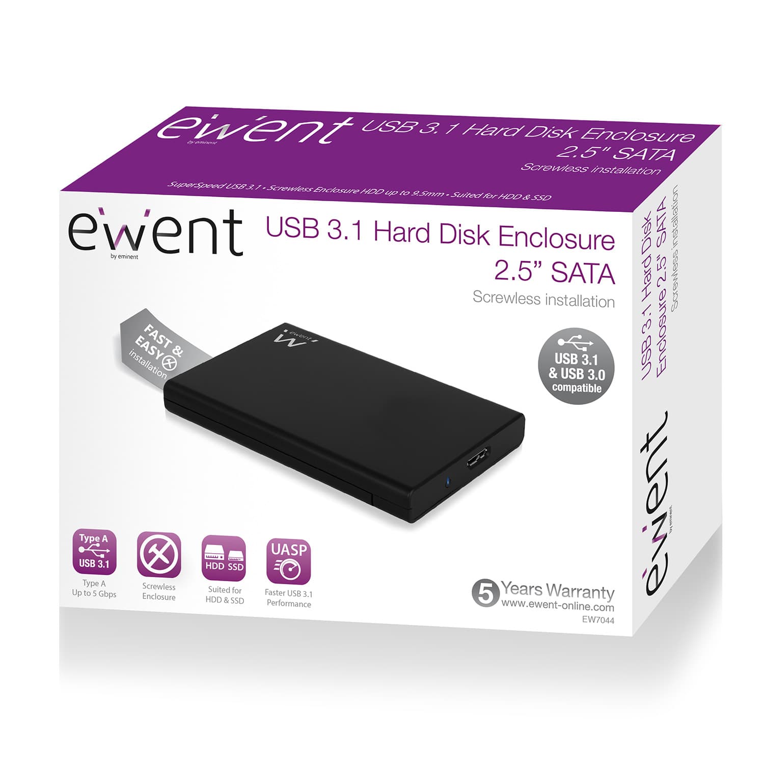Ewent Box per HDD/SSD 2,5" USB 3.1 Senza Viti EW7044 — miniatura 9