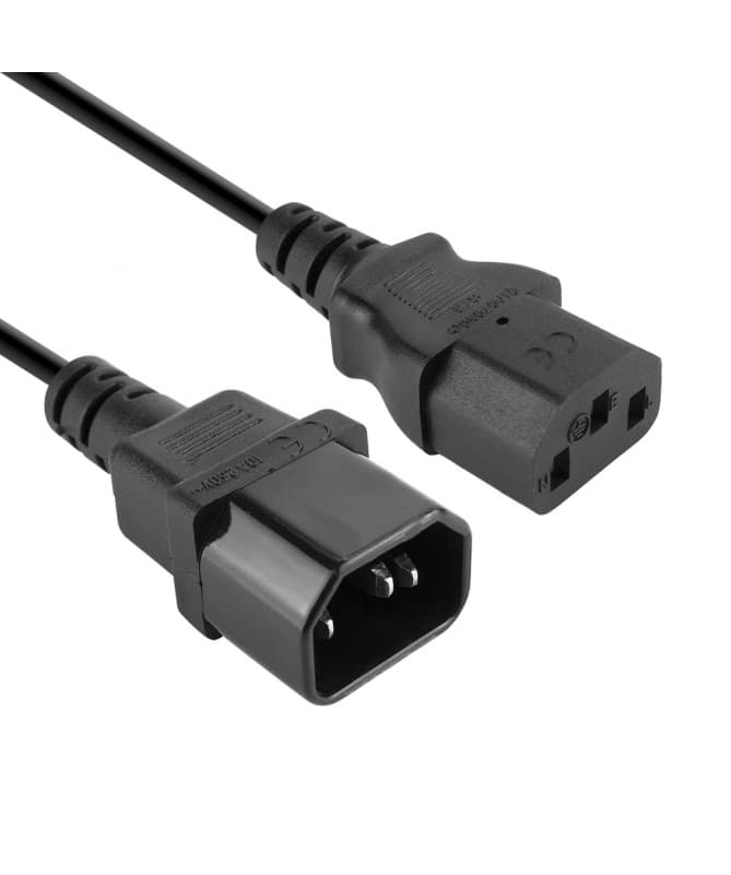 VulTech ALIM15-IN Cavo Prolunga Alimentazione 1.5m - Spina Maschio IEC C14 a Presa Femmina IEC C13-10A - Ideale per PC, UPS, Server, Monitor - Colore Nero — miniatura 2