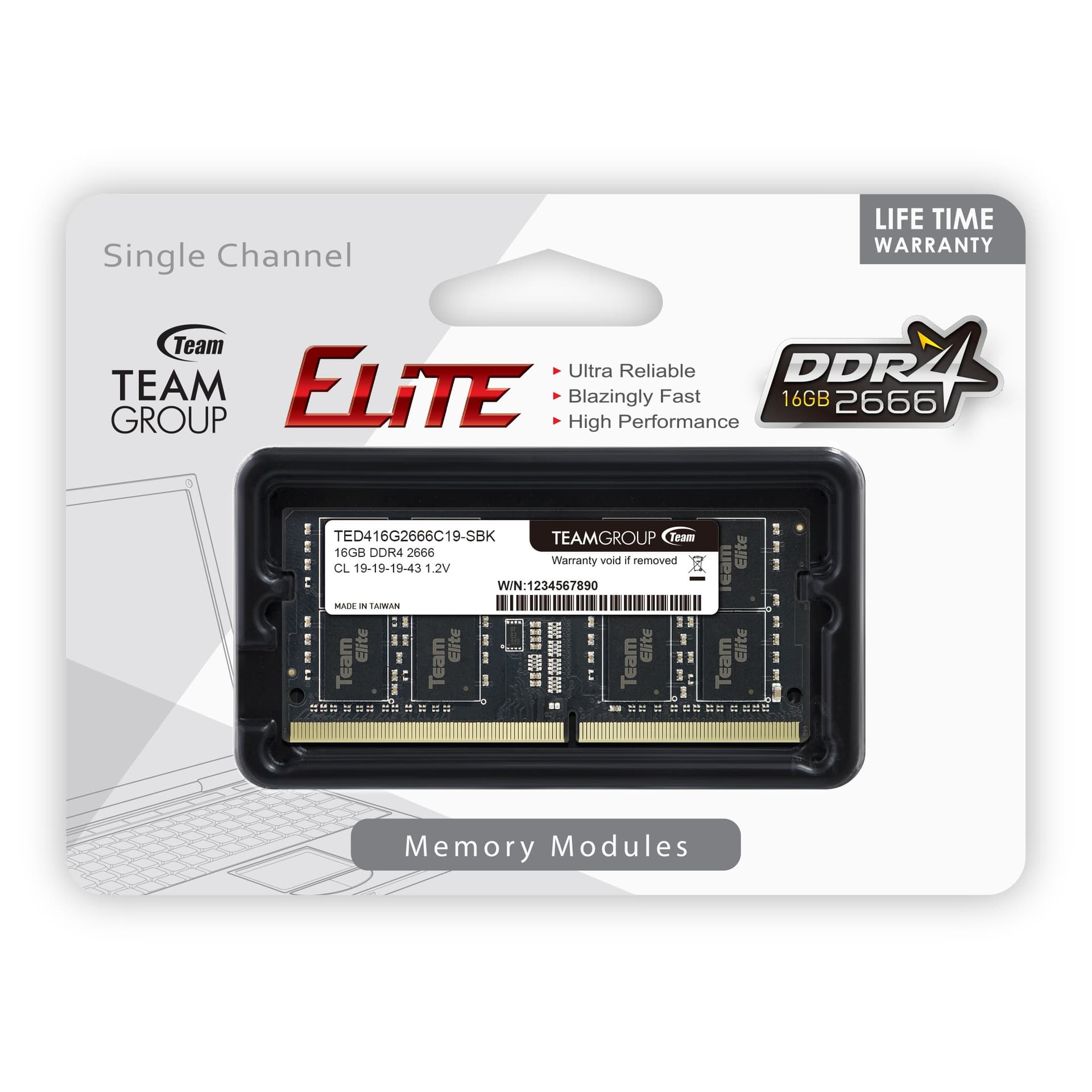 Team Group Elite RAM SO-DDR4 16GB 2666MHZ TED416G2666C19-S01 — miniatura 8