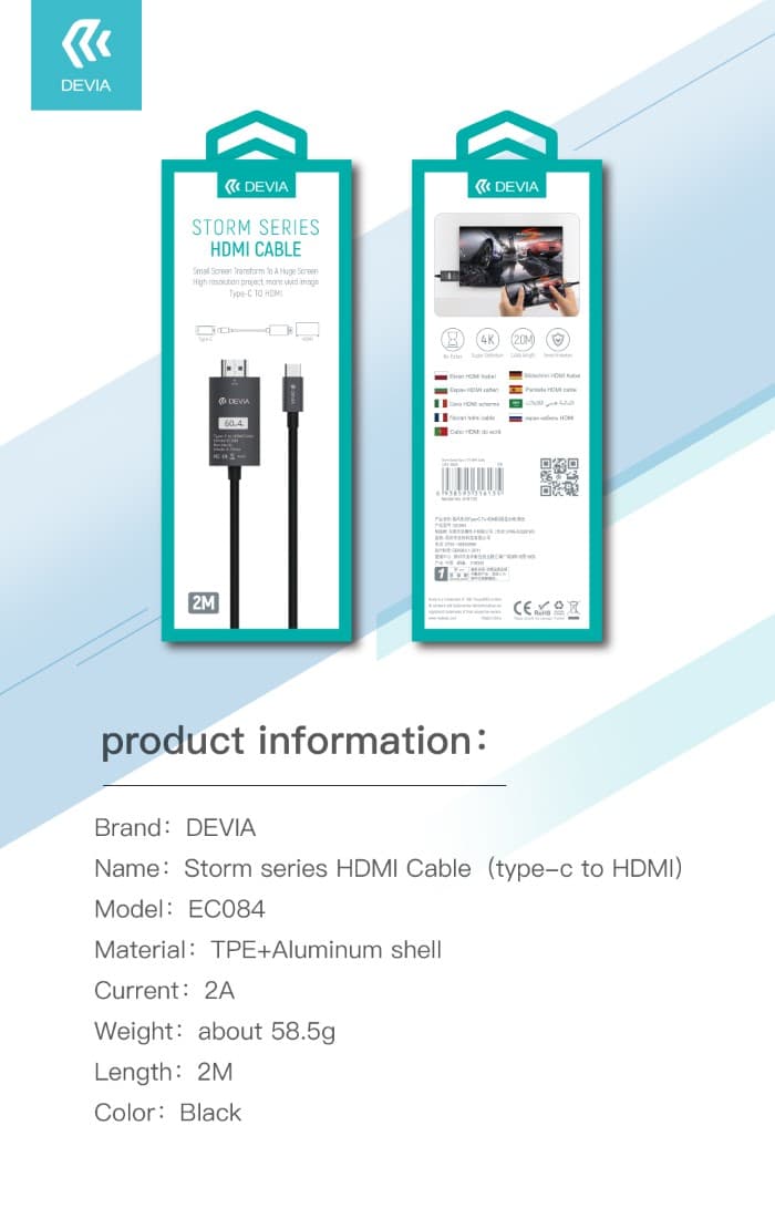 Devia Cavo Adattatore Storm da HDMI a Lightning DESHDML806