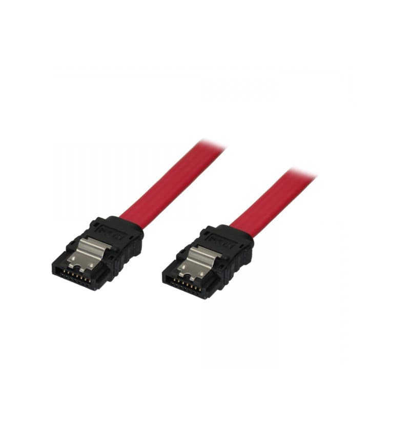 adj 320-00100 Cavo Dati SATA III, Velocità 6Gbits con Clips in metallo, S-ATA L-Type per HDD, SDD, Rosso, 0.5 m — miniatura 2