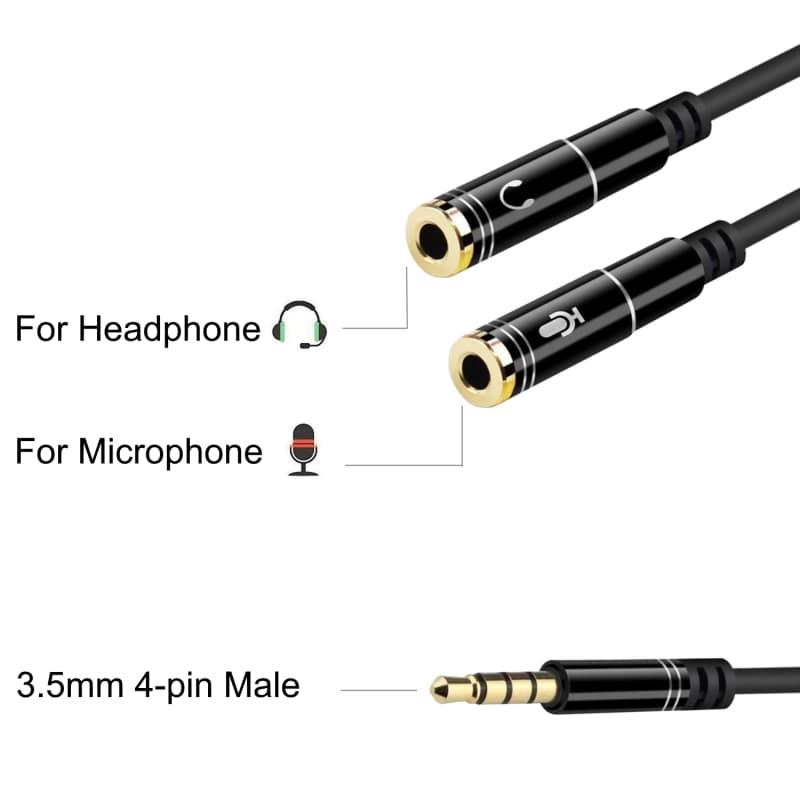 Ewent Cavo Audio Jack 3,5" M 4P a 2 Jack 3,5 F 3P 0,30 mm EC1641 — miniatura 2