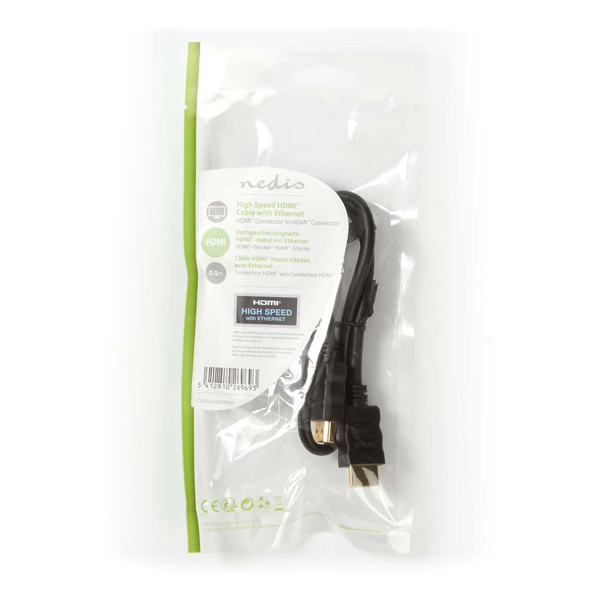 Nedis CVGP34000BK05 cavo HDMI 0,5 m HDMI tipo A (Standard) Nero — miniatura 7