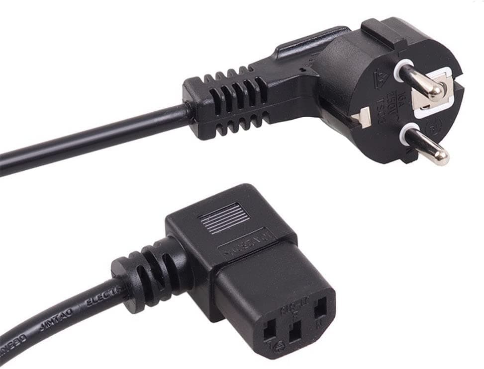 Cavo Alimentazione Tripolare 90° con Spina Schuko Nero 2MT Cavo 3 x 0.75MM