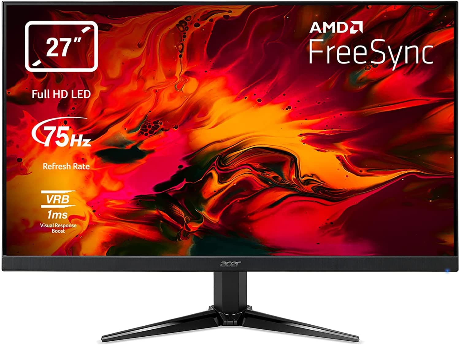 acer Nitro QG271bii Monitor Gaming FreeSync da 27", Display Full HD, 75 Hz, 1 ms, 16:9, HDMI 1.4, VGA, Lum 300 cd/m2, ZeroFrame, Cavi VGA, HDMI Inclusi, Nero — miniatura 9