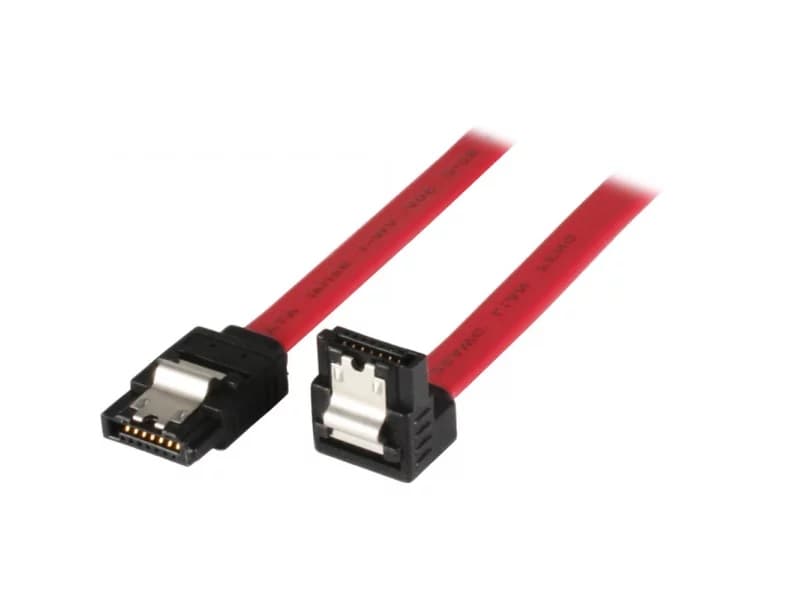 adj 320-00103 Cavo Dati SATA III, Velocità 6Gbits con Clips in metallo, S-ATA L-Type Angolare 90°, per HDD, SDD, Rosso, 1 m — miniatura 2