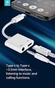 Devia Adattatore da Type-C a Jack 3,5" e Type-C DEADCCJ120W