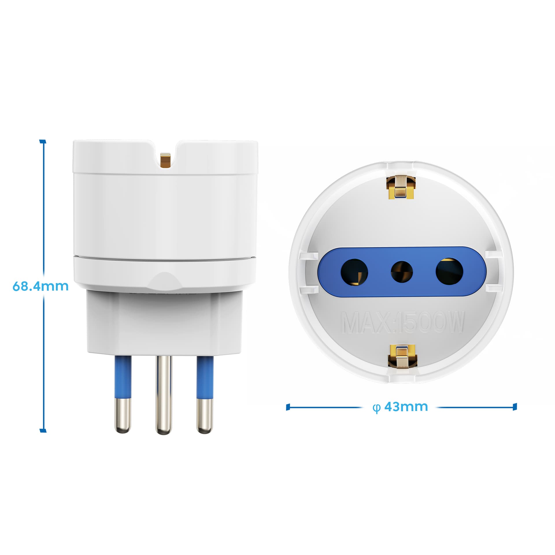 Ewent Adattatore Elettrico 1 Presa Spina Italiana 10A EW1198 — miniatura 8