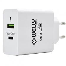 Welly Pro Caricatore USB Universale Rete Elettrica 1 Porta USB-A e 1 Porta USB-C 18W WY11100