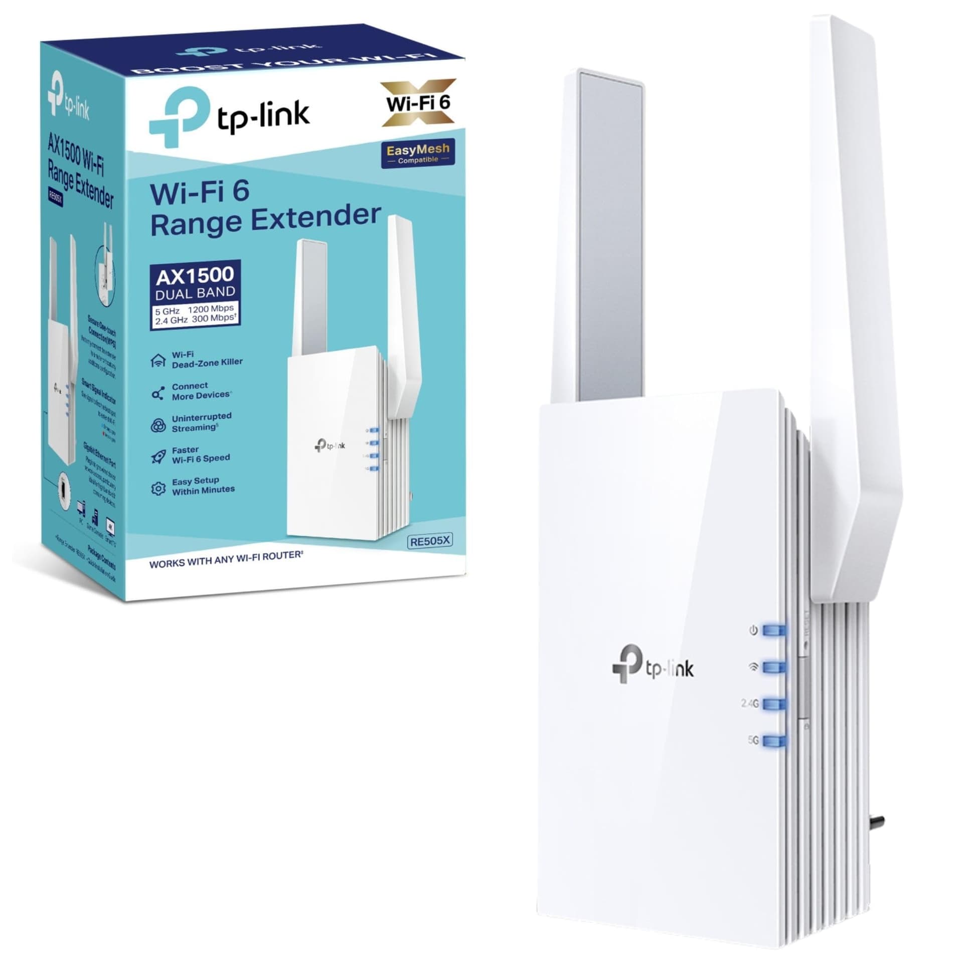 TP-Link Range Extender Onemesh WIFI6 N300 Dual-Band AX1500 RE505X