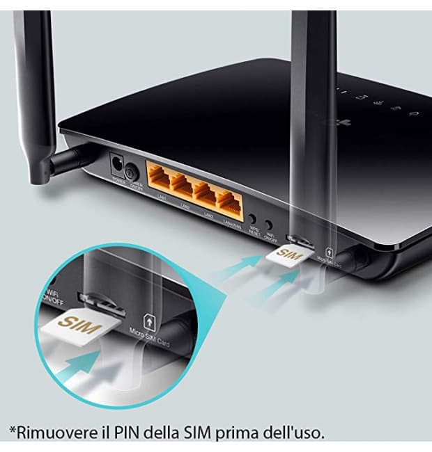 ROUTER 300M WIRELESS N 4G LTE TP-LINK Archer TL-MR6400 3P 10/100+1P 10/100 WAN 2 antenne LTE - GAR.3 ANNI — miniatura 4