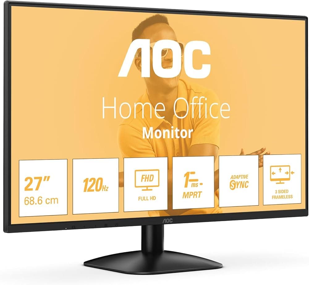 AOC 27B31H - Monitor Full HD da 27 pollici, 120 Hz, sincronizzazione adattiva dell'immagine 1920x1080, 1x D-Sub, 1x HDMI 1.4 nero, 27 inch FHD IPS, 100 Hz, No Altoparlanti — miniatura 7