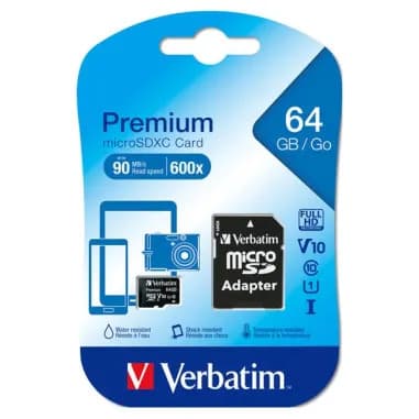 Verbatim Micro Sdhc 64GB con Adattatore Classe 10 44084