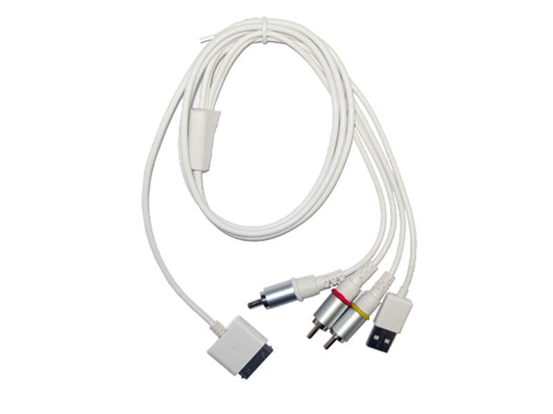 Cavo AV Video RCA e USB Charger per Apple Ipod e iPhone 4 4S