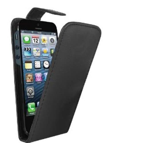 Mediaking Cover a Flip in Semipelle Protettiva per iPhone 5 Nera MKFLIP01P