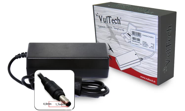 Vultech HP19474K-312 Alimentatore Dedicato per Notebook HP/Compaq 90W (19V / 4.74A) - Connettore 4.8x1.7mm, Certificato CE e Protettivo — miniatura 2