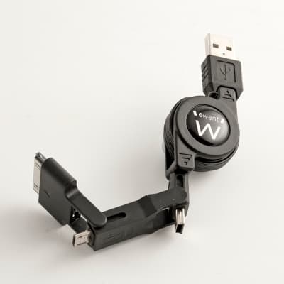 Ewent Cavo Retrattile con Connessione Mini USB Micro USB e Apple Dock EW9906