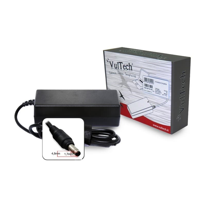 Vultech HP195333K-312 Alimentatore Dedicato per Notebook HP/Compaq 65W (19.5V / 3.33A) - Connettore 4.8x1.7mm, Ricambio Certificato CE — miniatura 2