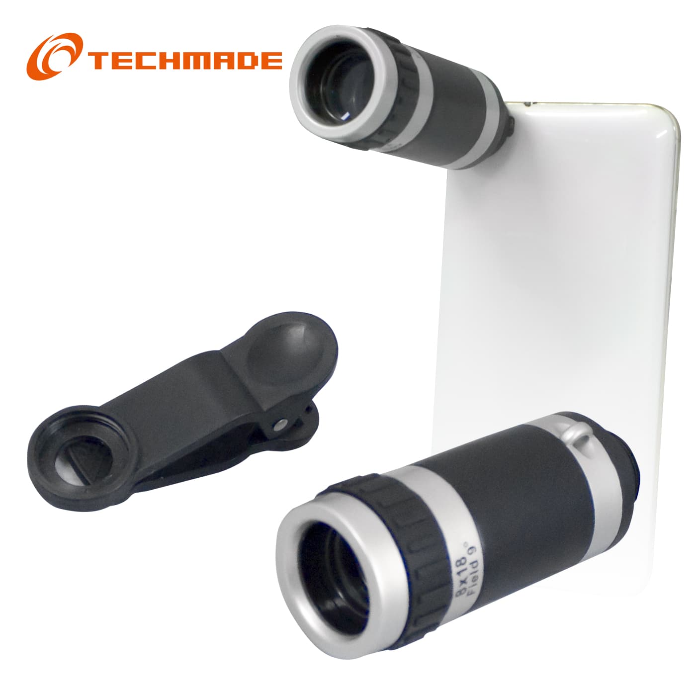 Techmade 8X Telescopio Zoom Ottico per Smartphone Colore Silver TM-BR-001 — miniatura 2