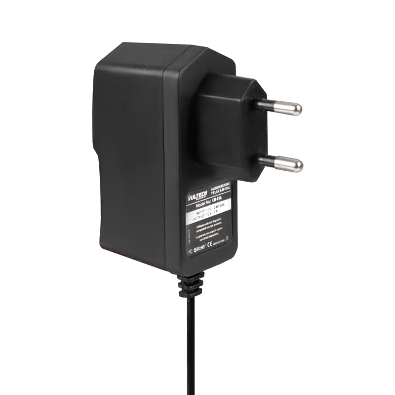 VulTech Security CM-01A Alimentatore, 12 V 1A 5.5x2.5 mm, Nero — miniatura 2