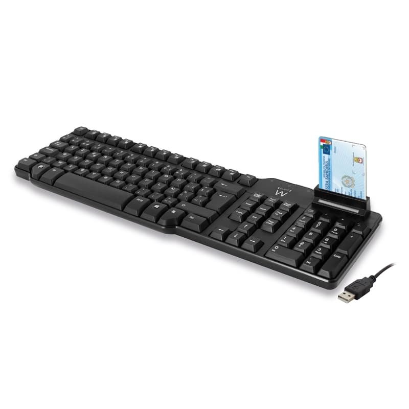 Ewent EW3251 Tastiera USB Italiana con Lettore di Smart Card CRS, CNS, CIE, colore nero — miniatura 2