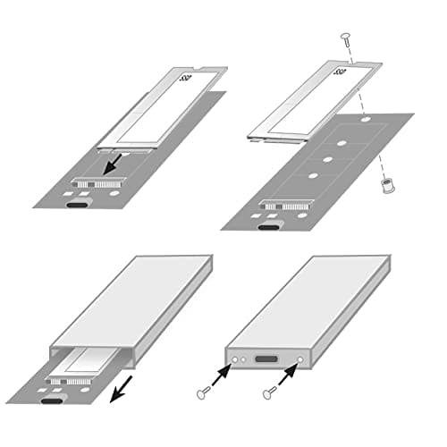 Ewent EW7024, M.2 NVME PCIe SSD Box, USB 3.1, Gen 2 Custodia Disco Rigido, PCIe SSD Enclosure per M.2 NVME M-Key & M+B Key SSD 2230/2242/2260/2280, Alluminio, Nero — miniatura 6
