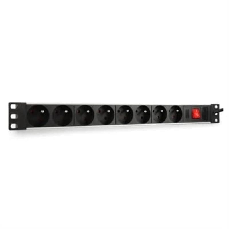WP Rack WPN-PDU-I01-08 Multipresa Ciabatta Elettrica Rack 19" con 8 Prese Universali ITA 10/16A e Schuko, Cavo 2 m con Spina Italiana 16A, 250V/3500W, Nero