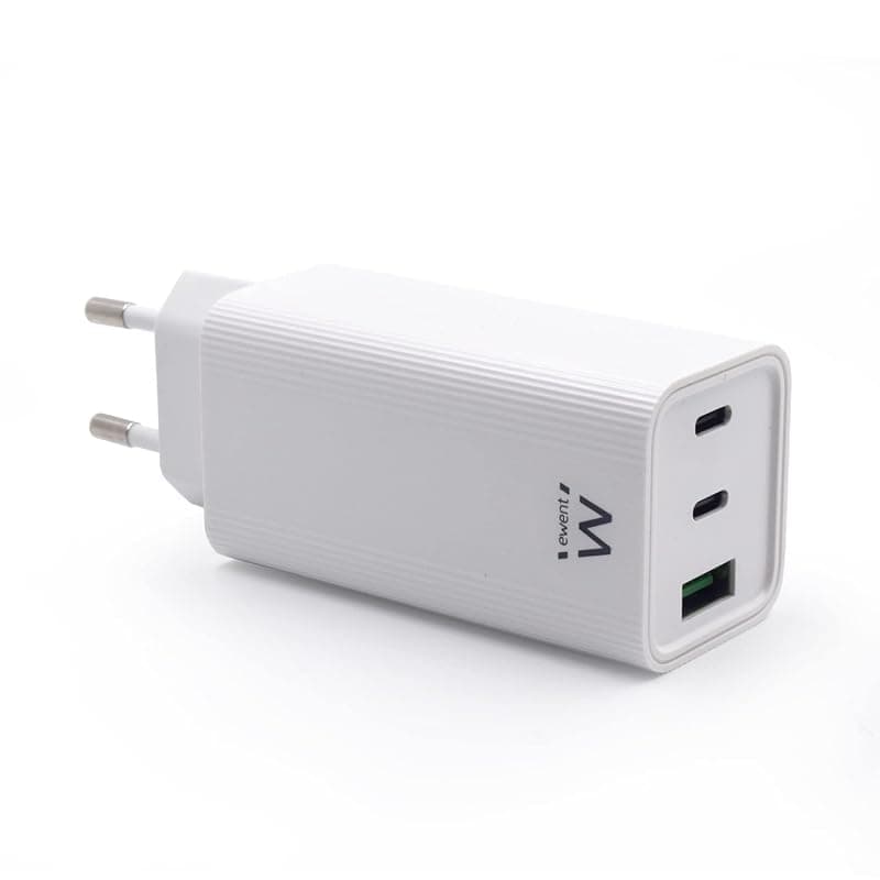 Ewent EW1323 Caricatore USB C 65W GaN, 3-Porte USB C, Caricatore Rapido PD 3.0,Ricarica Rapida per MacBook Pro/Air, iPad Pro/Air/Mini, iPhone 13 Galaxy S22,Switch,Tablet, Laptop