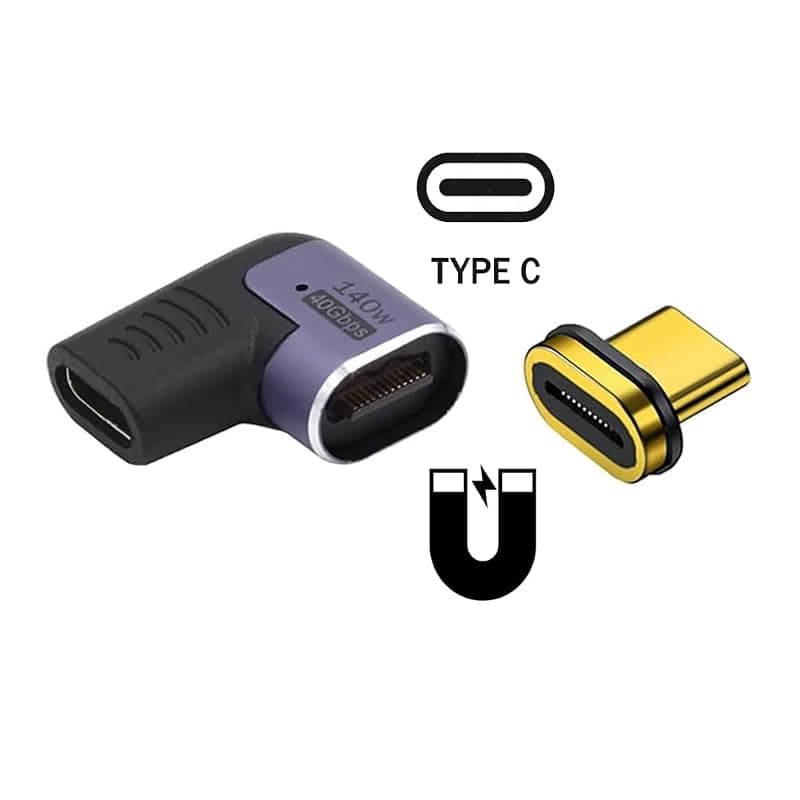 Ewent Adattatore Magnetico USB-C a 90° USB-4 PD 140W 8K 60Hz EC1048 — miniatura 2