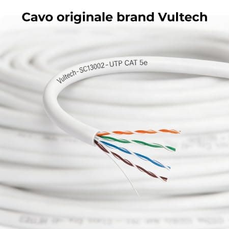 VulTech SC13002-100 Bobina Matassa Lan Categoria 5e UTP 100 Metri 24AWG Ethernet cavo rete impianti alta velocità 1Gbps 100m Cat5e, 100 Ohm, 100Mhz 10/100/1000 Mbps in CCA — miniatura 4