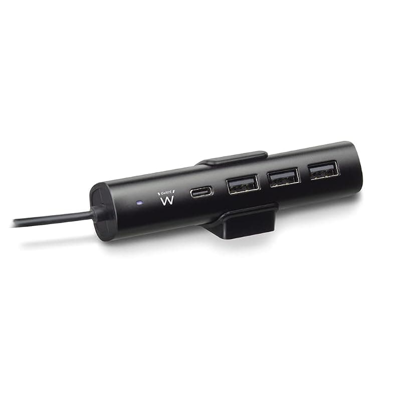 Ewent EW1317 Caricatore USB da Tavolo con 1 Porta USB Tipo C e 3 Porte USB Tipo A 36W, Colore Nero