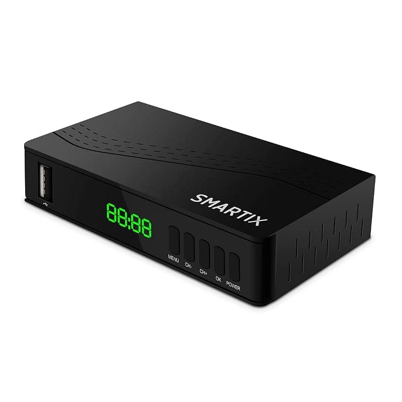 Atlantis SMARTIX DH17 Decoder Digitale Terrestre DVB T2 HEVC H.265 mpeg2/mpeg4 H264 Media Player Porta USB. HDMI e SCART Telecomando Learning, Main 10, Nero