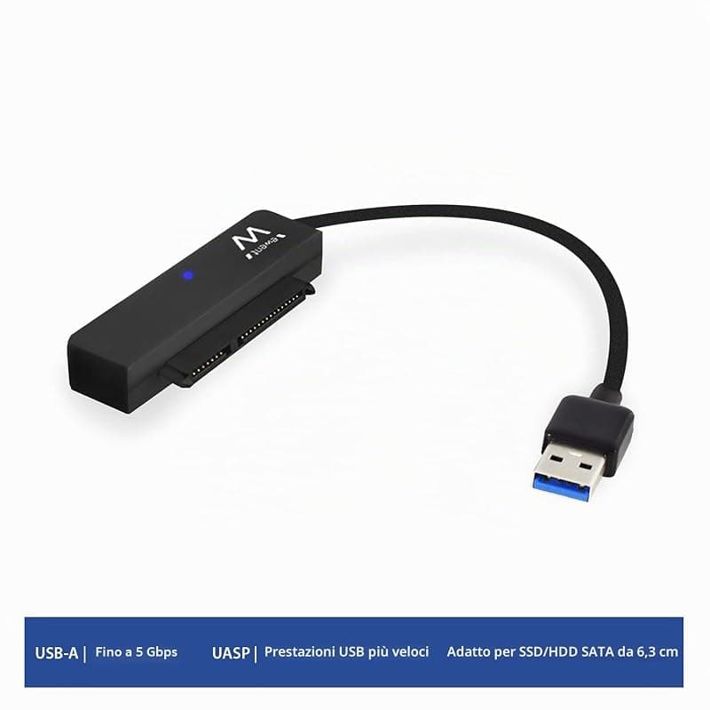 Ewent EW7017 Adattatore da USB 3.0 a HD e SSD/SATA HD 2.5 Pollici, Supporto UASP SATA III, Nero — miniatura 3