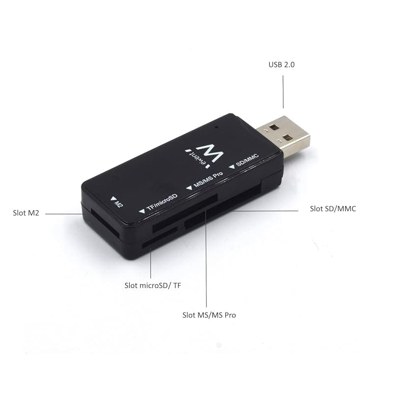 Ewent EW1049 - chiavetta USB lettore micro SD, Lettore schede SD USB 2.0, Adattatore schede di memoria SD/flash cards per PC, Macbook PRO ecc, supporta MMC/TF/SDXC/SDHC/Micro — miniatura 2