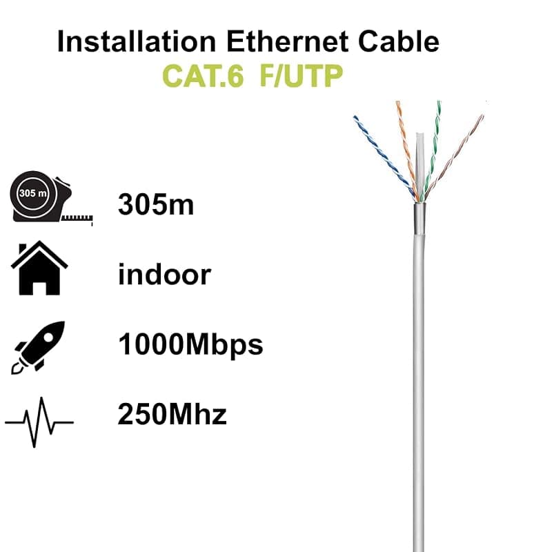 Ewent IM1220 305m Bobina Cavo di Rete Ethernet CAT.6, CCA, PVC, F-UTP Schermato, RJ45, AWG23/1, LAN Internet Gigabit Alta velocità, ideale per PC, Router, Modem, Switch, TV, PS5 — miniatura 2