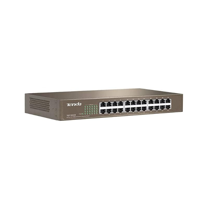 Tenda TEF1024D Switch Desktop 24 Porte RJ45, Fast Ethernet 10/100 Mbps, Plug & Play, Struttura in Acciaio — miniatura 2