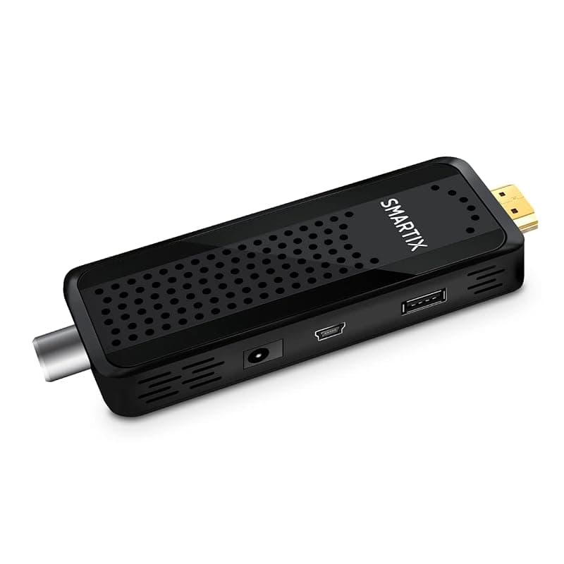 Smartix Atlantis DH12 Decoder TV Digitale Terrestre DVBT e DVBT2 HD STICK, MPEG-2, MPEG-4/H.264, HEVC/H.265 Porta USB IR Estender Telecomando, Nero