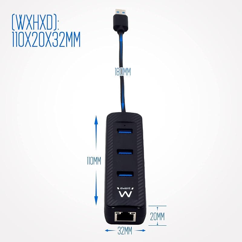 Ewent Hub USB 3.0 + 1P RJ45 Gigabit EW1140 — miniatura 6