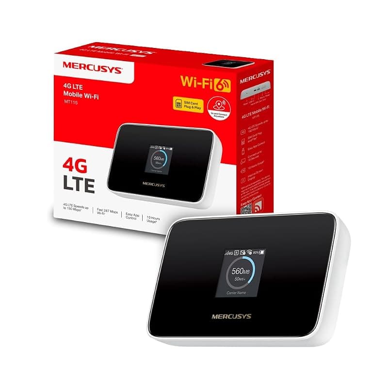 Mercusys MT115 Saponetta WiFi con Sim 4G AX300 WiFi 6 Display 150Mbps