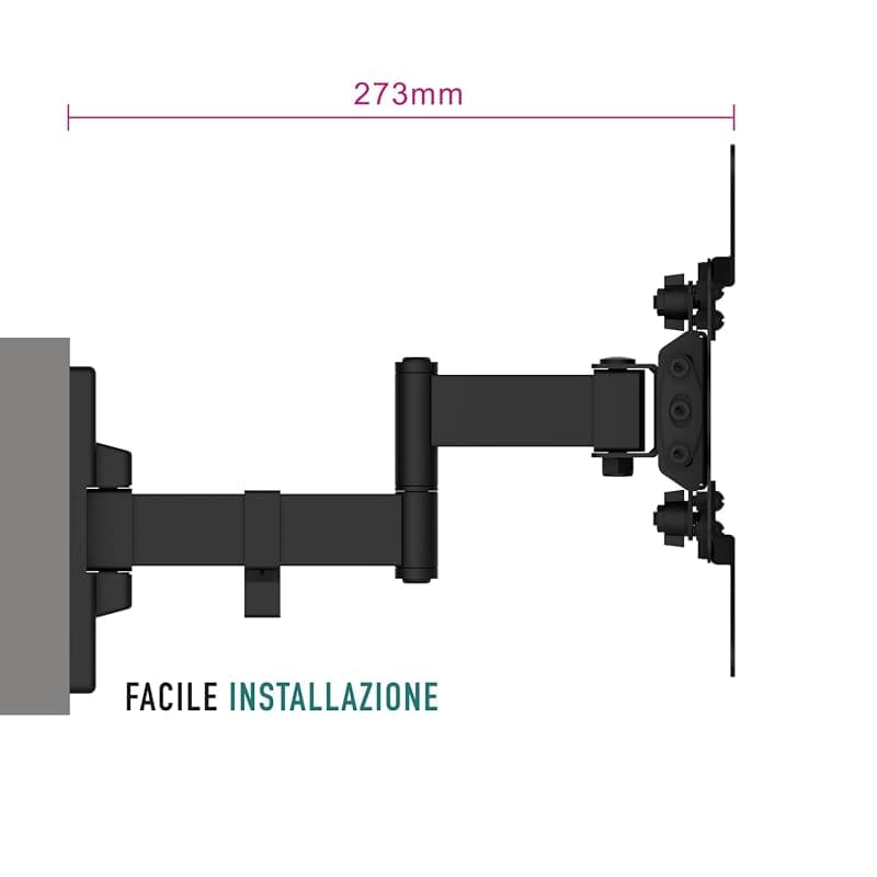 Ewent EW1522 Supporto da Parete per TV/Monitor da 13 a 42 Pollici con Braccio a Doppio Snodo e Orientabile, Vesa Fino a 200 x 200 mm, Nero — miniatura 5