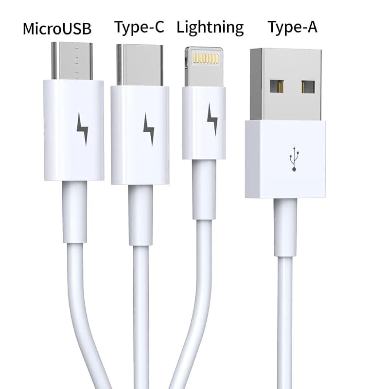 Devia Cavo di Ricarica Smartphone 3 in 1 da USB a Micro-USB/Type-C/Lightning 1.2MT DECS31975W — miniatura 7