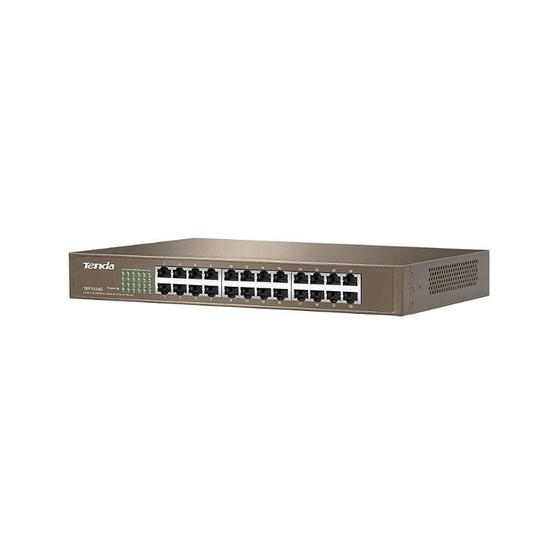 Tenda TEF1024D Switch Desktop 24 Porte RJ45, Fast Ethernet 10/100 Mbps, Plug & Play, Struttura in Acciaio