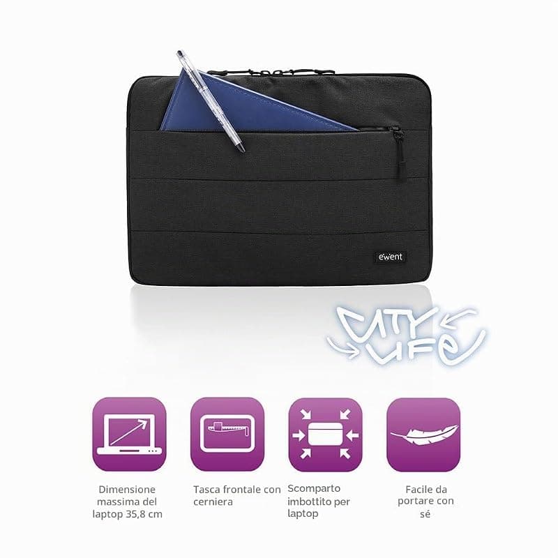 Ewent Custodia per Laptop da 14,1 pollici City Sleeve (EW2521) — miniatura 4