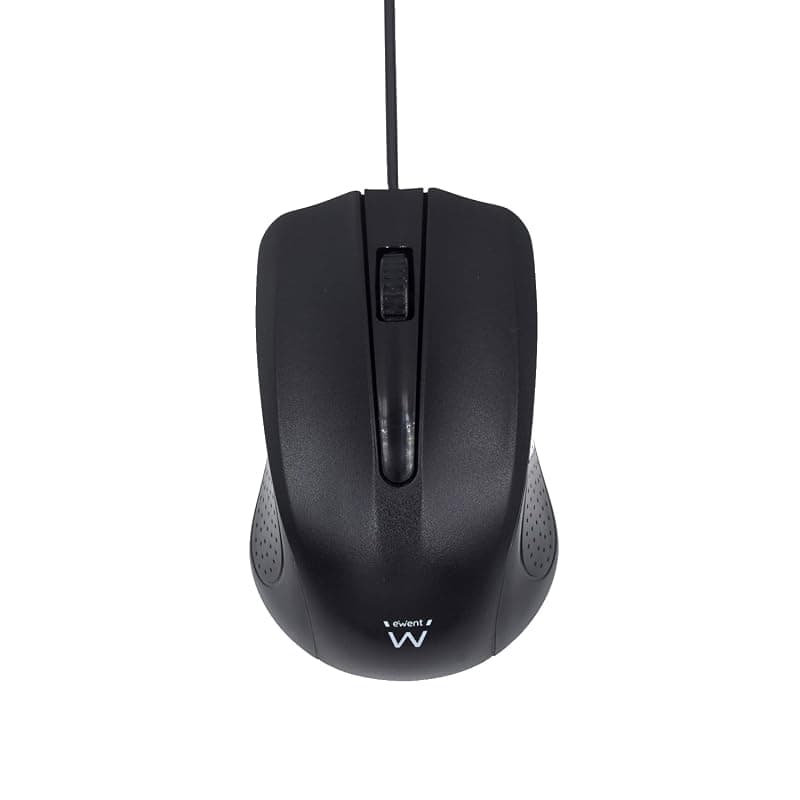 Ewent EW3300 - Mouse ottico con cavo USB a 3 pulsanti, 1000 DPI, design ergonomico, ambidestro, PC/Mac / ‎Laptop/Chromebook - ‎Nero